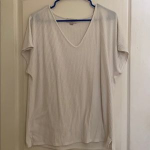 Loft White Ribbed V Neck